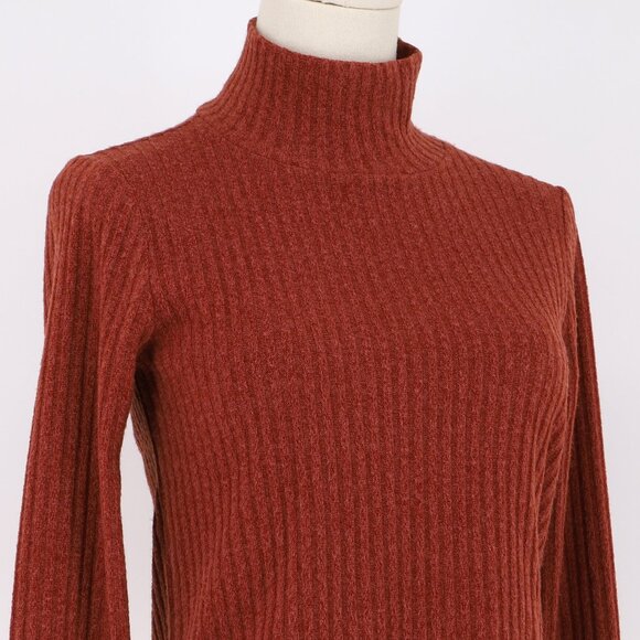 WILFRED FREE Tamu T-Shirt Cropped Ribbed Turtleneck in Brick Color Size M - Picture 3 of 5
